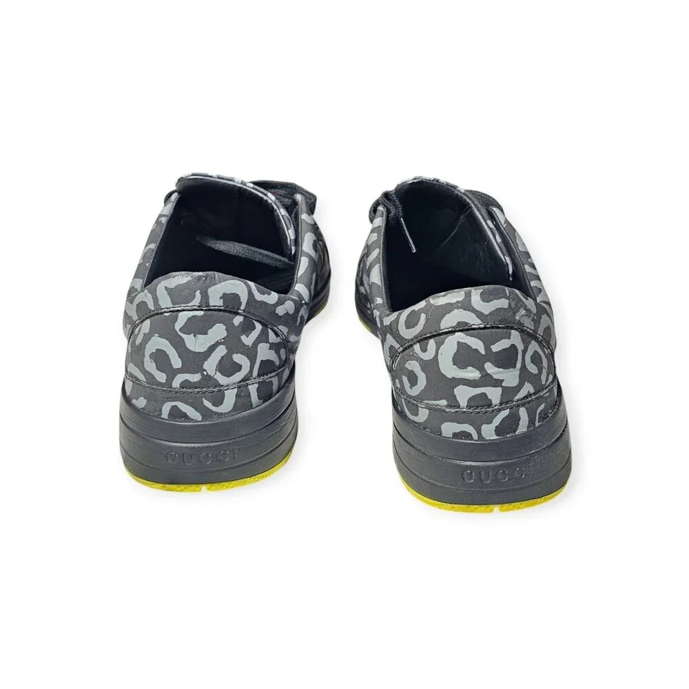 Gucci Reflex Leopard Print Sneakers Printed Low Top Lace-Up Size 8.5 Dust Bags
